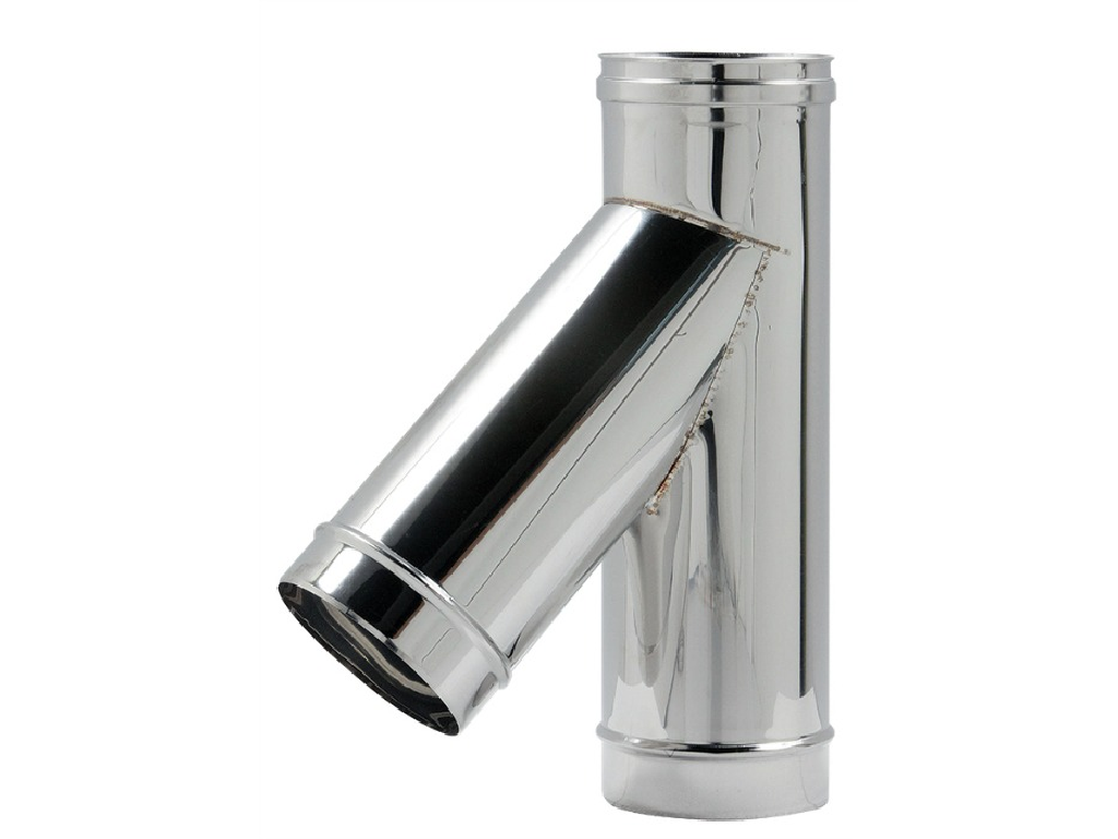 BRAGA A 45°MONOPARETE PER CANNA FUMARIA IN ACCIAIO INOX AISI 316