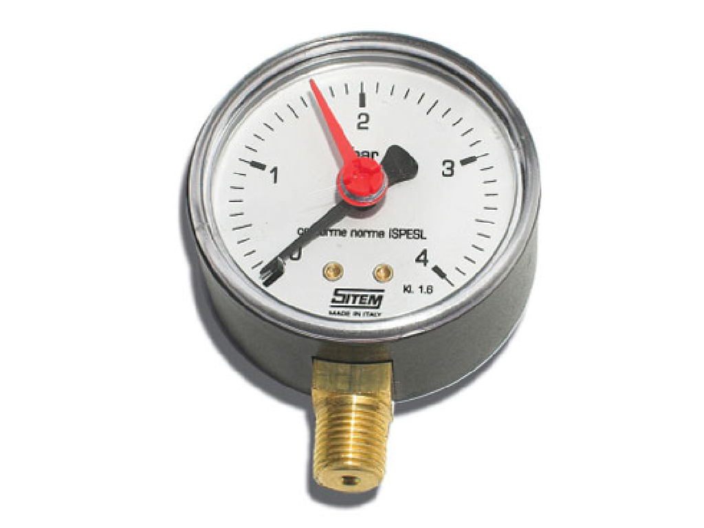 MANOMETRO CON INDICE ROSSO CASSA IN ABS DN 50 ATTACCO RADIALE