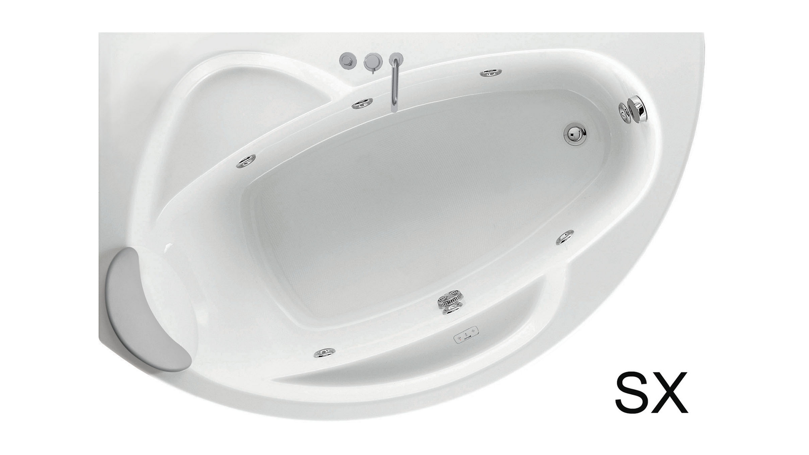VASCA ANGOLARE ASIMMETRICA SEMICIRCOLARE VOGUE 165x85 sx Hydro C/Rubinetteria