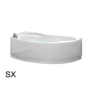 VASCA ANGOLARE ASIMMETRICA SEMICIRCOLARE VOGUE cm 165 x 85 sx vasca c/telaio