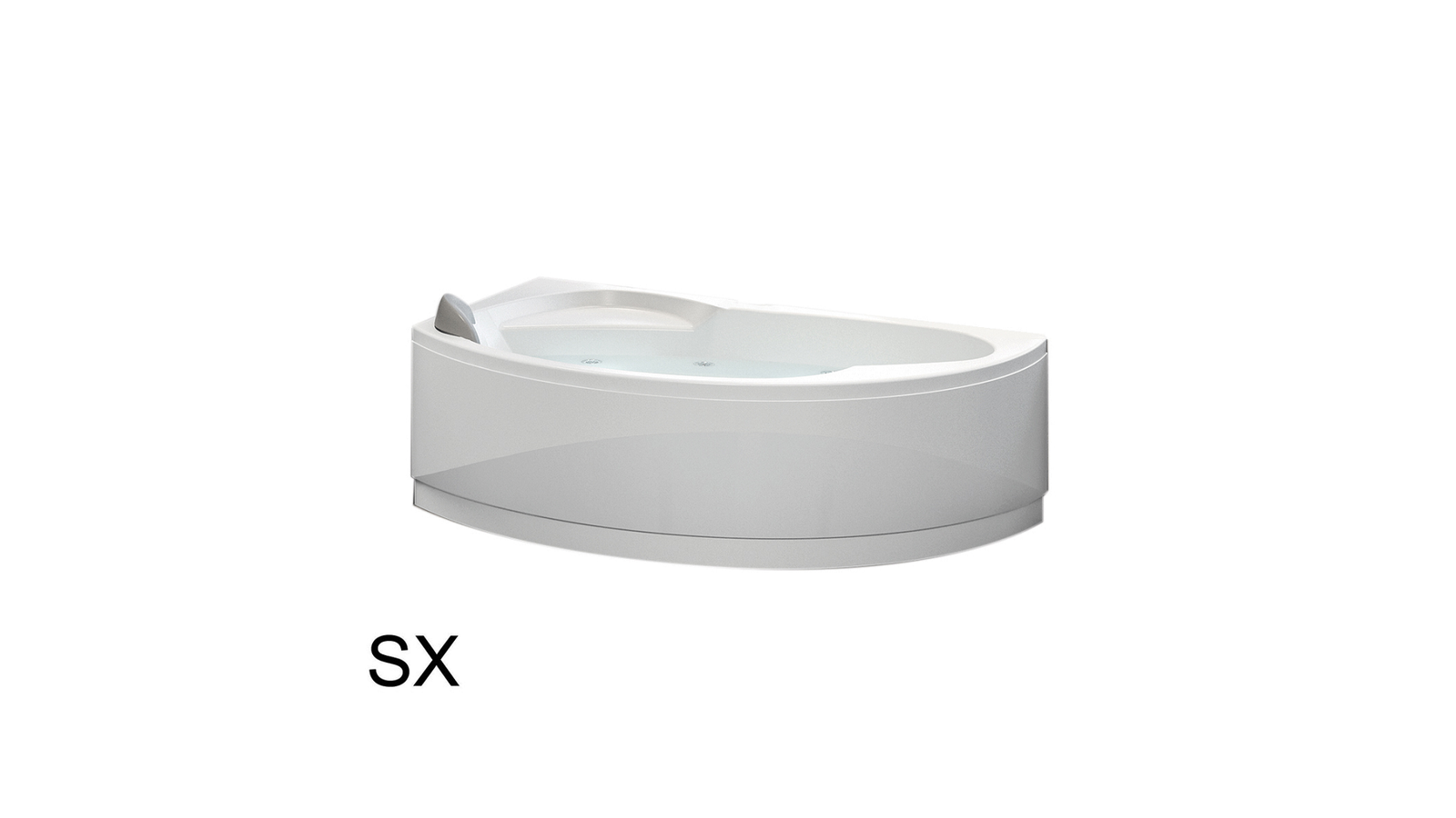 VASCA ANGOLARE ASIMMETRICA SEMICIRCOLARE VOGUE cm 165 x 85 sx vasca c/telaio
