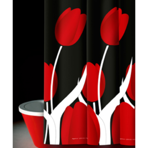 TENDA PER DOCCIA 2 LATI IN TESSUTO CM. 180 X 200 Mod. Tulipano Rosso -