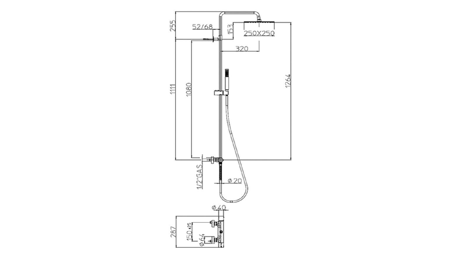 COLONNA DOCCIA TETIS L10152 CON MISCELATORE TERMOSTATICO Cromo - Image 2