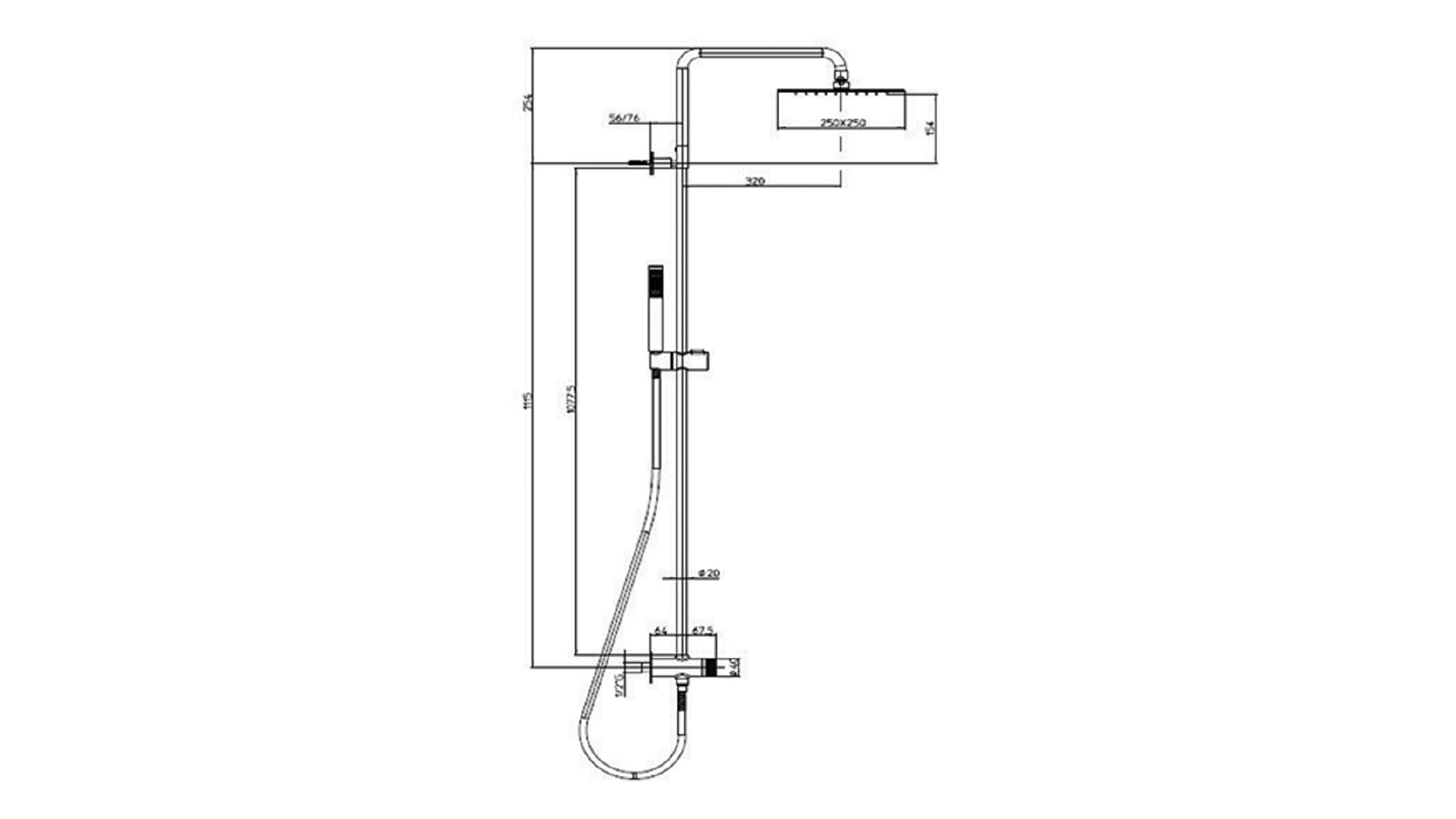 COLONNA DOCCIA TETIS RENOVATION CON SOFFIONE QUADRO Cromo - Image 2
