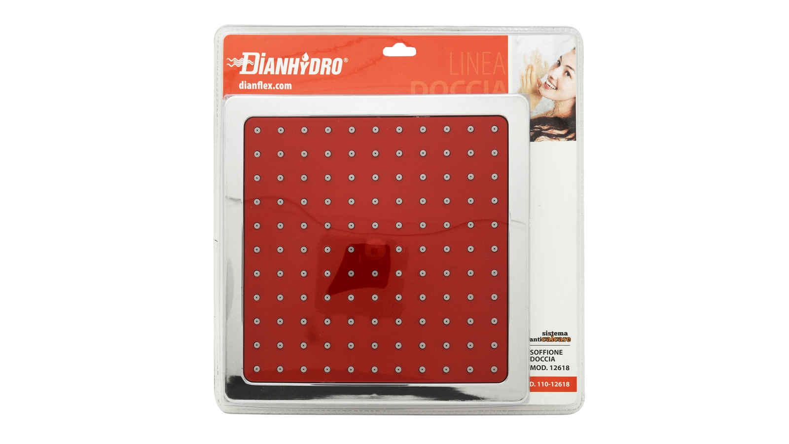 SOFFIONE DOCCIA QUADRO MODELLO 12618 MM 200 Rosso