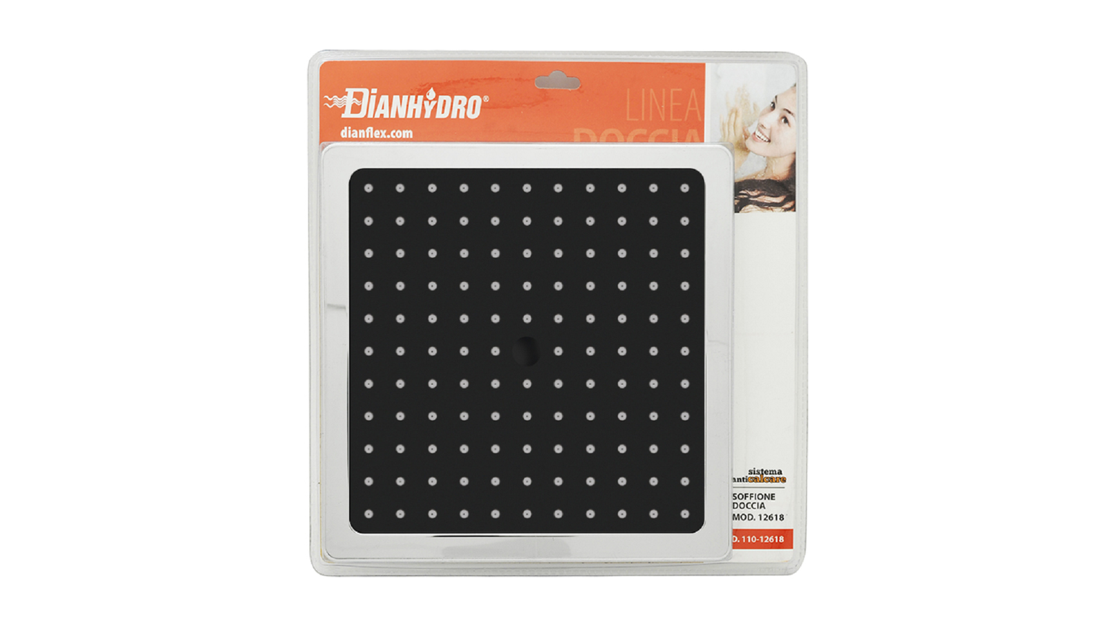 SOFFIONE DOCCIA QUADRO MODELLO 12618 MM 200 Nero