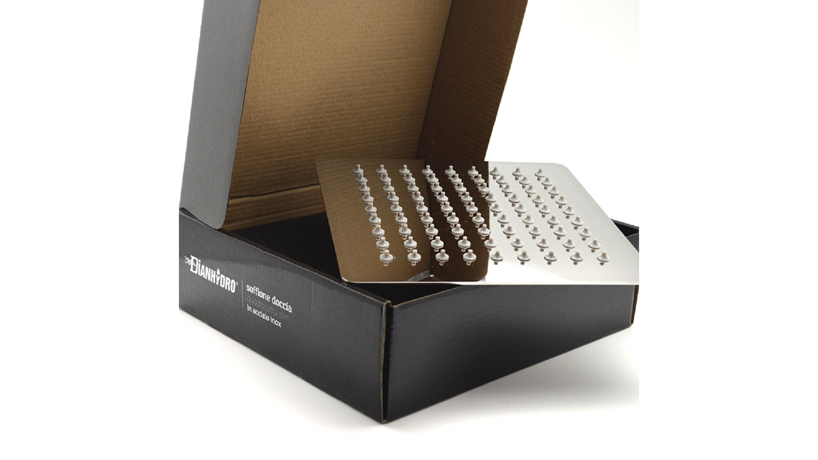 SOFFIONE DOCCIA QUADRO ULTRA SLIM ACCIAIO INOX cm 20x20 - Image 3