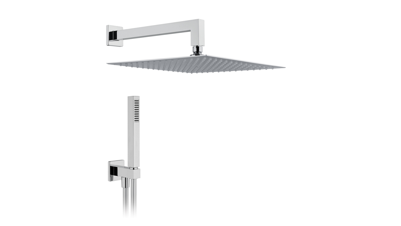KIT SOFFIONE DOCCIA QUADRO L. 200x200 - Braccio L. 300 mm
