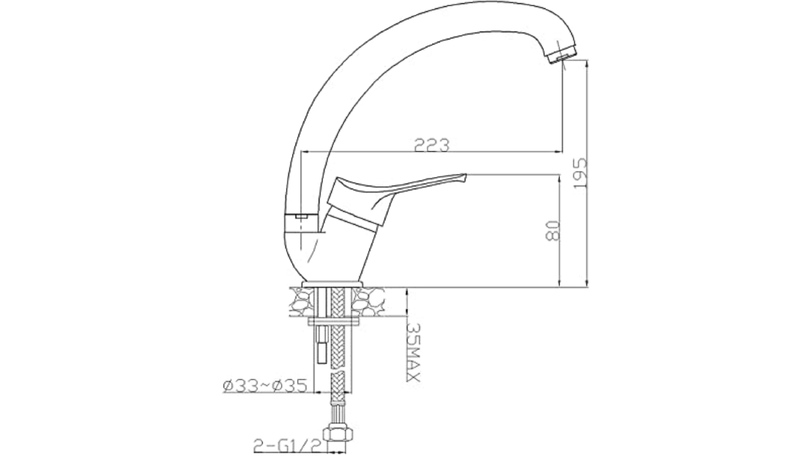 Miscelatore Lavello Cucina GoPlast Sei Monocomando Finitura Satinato / Acciaio Spazzolato - Image 2